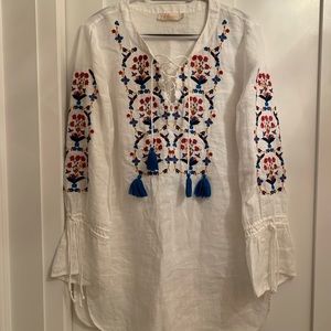 Tory Burch | Embroidered Linen CoverUp | S